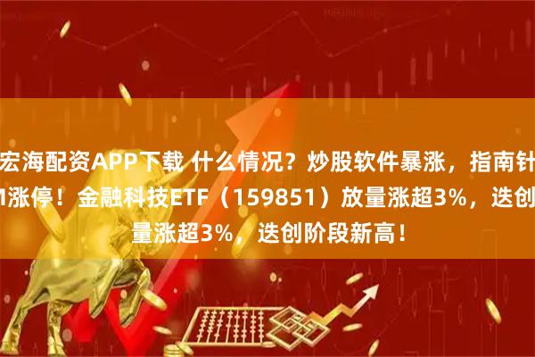 宏海配资APP下载 什么情况？炒股软件暴涨，指南针冲击20CM涨停！金融科技ETF（159851）放量涨超3%，迭创阶段新高！